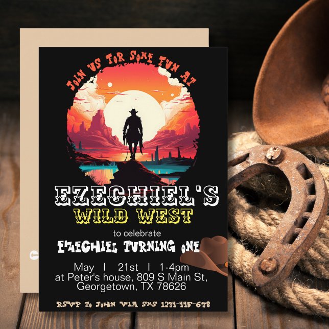 Sonnenuntergang Cowboy Geburtstagseinladung, Bearb Einladung (Von Creator hochgeladen)