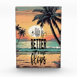 Sonnenuntergang, das Leben ist besser in Flip Flop Fotoblock