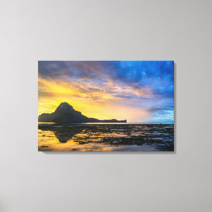 Sonnenuntergang der Bucht von El Nido Leinwanddruck