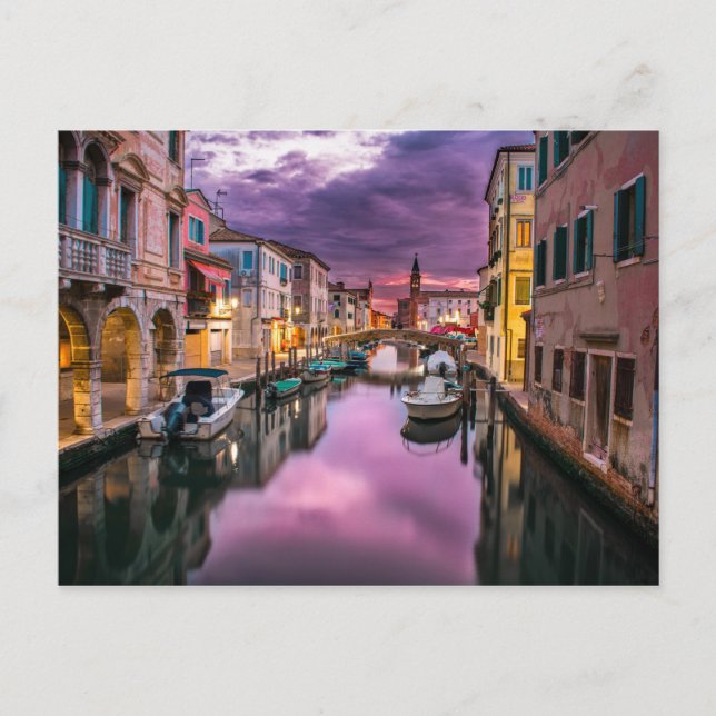 Sonnenuntergang der Venedig-Kanäle Italiens mit Bo Postkarte (Vorderseite)