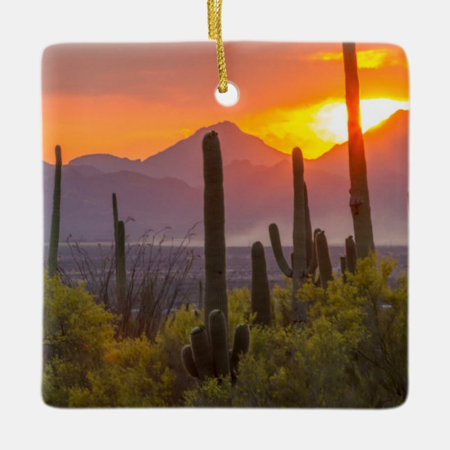 Sonnenuntergang der Wüste, Arizona Keramikornament (Vorderseite)