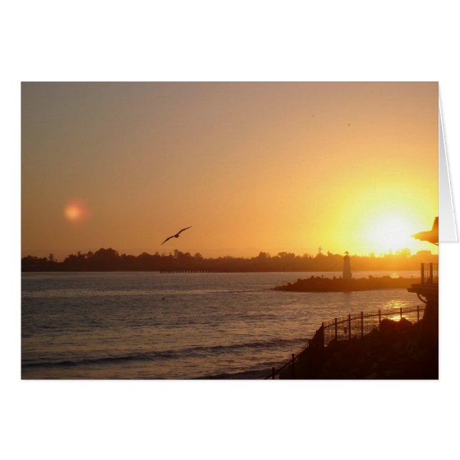 Sonnenuntergang durch den Leuchtturm Postcard (Vorderseite (Horizontal))