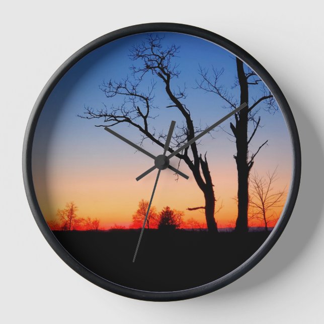 Sonnenuntergang durch die Bäume Uhr (Vorderseite)