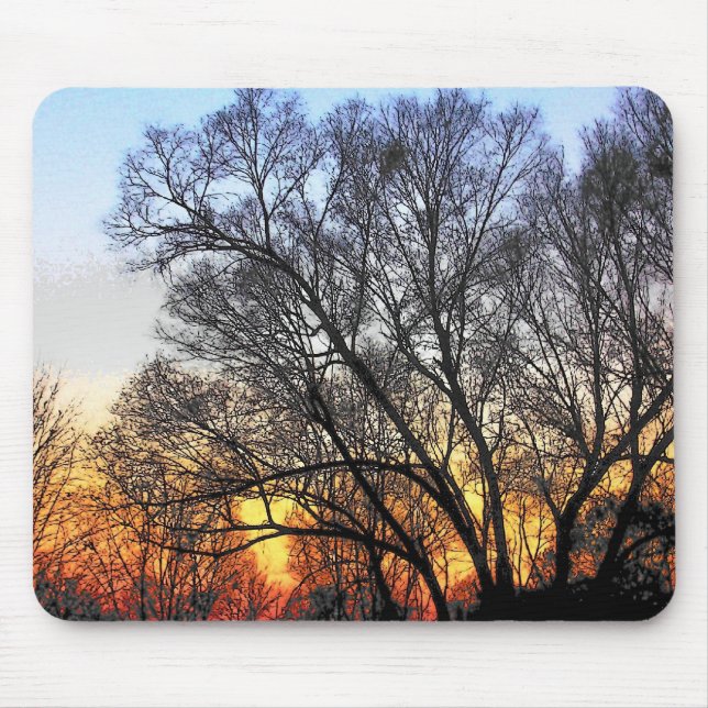 Sonnenuntergang durch die Trees Art Mousepad (Vorne)