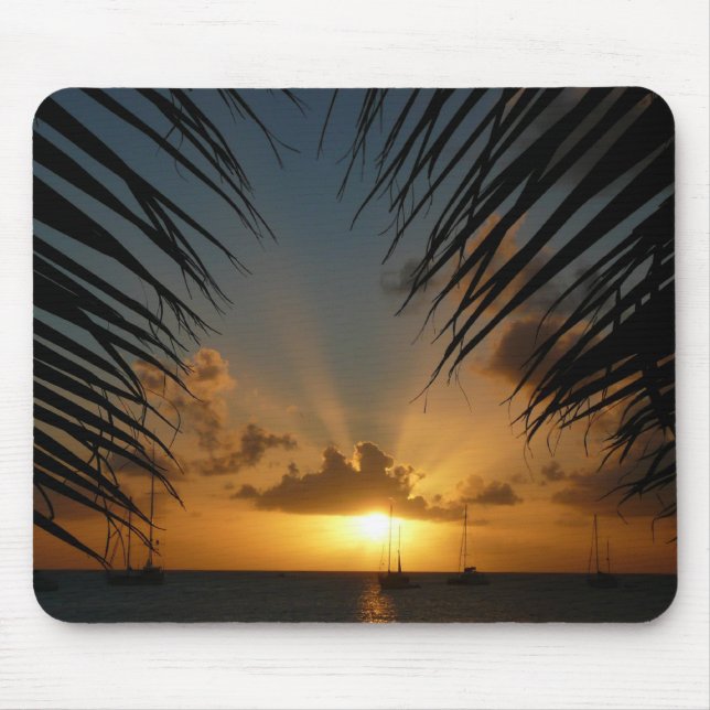 Sonnenuntergang durch die tropische Küste der Palm Mousepad (Vorne)