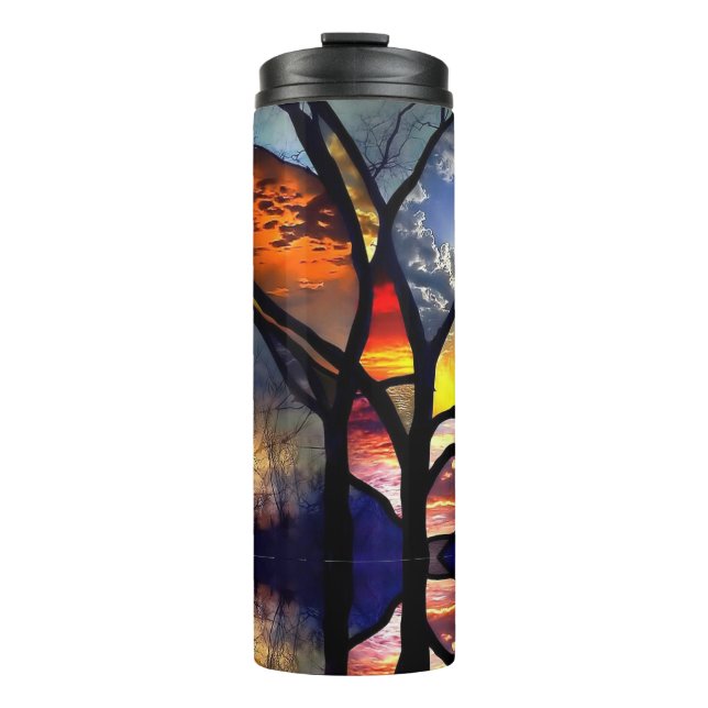 Sonnenuntergang durch festes Glas Thermosbecher (Vorderseite)