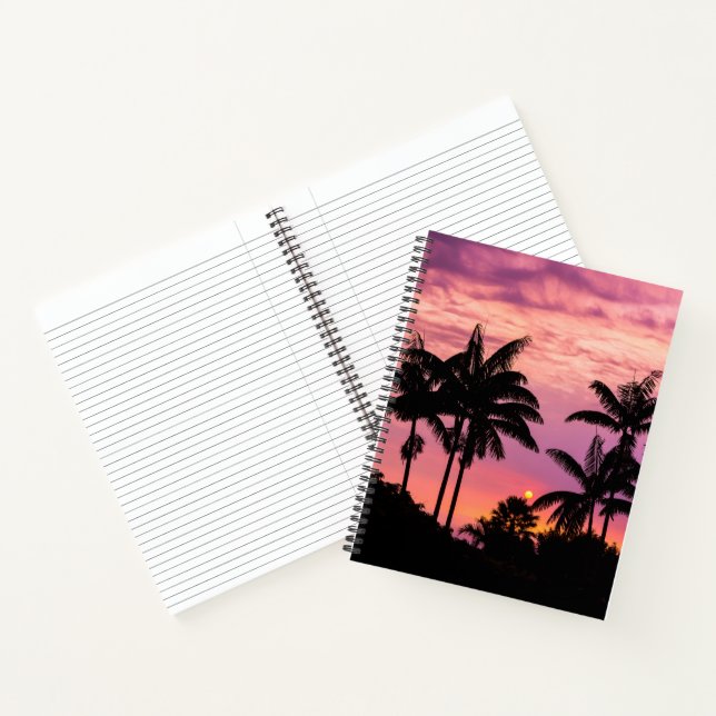 Sonnenuntergang durch Palmen Notizbuch (Innenseite)