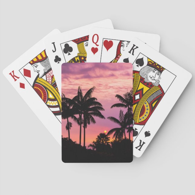 Sonnenuntergang durch Palmen Spielkarten (Rückseite)