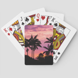 Sonnenuntergang durch Palmen Spielkarten