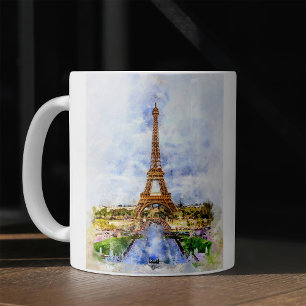 Sonnenuntergang Eiffelturm Paris Französisch Aquar Kaffeetasse