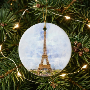 Sonnenuntergang Eiffelturm Paris Französisch Aquar Keramik Ornament