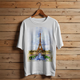 Sonnenuntergang Eiffelturm Paris Französische Aqua T-Shirt