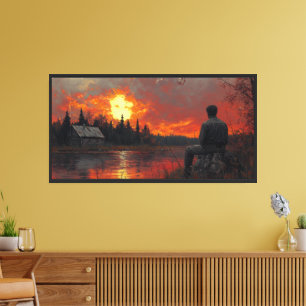 "Sonnenuntergang: Ein Dialog zwischen Mensch und N Leinwanddruck