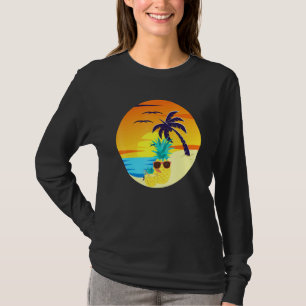 Sonnenuntergang Exotic Ananas Beach Palmen tropisc T-Shirt