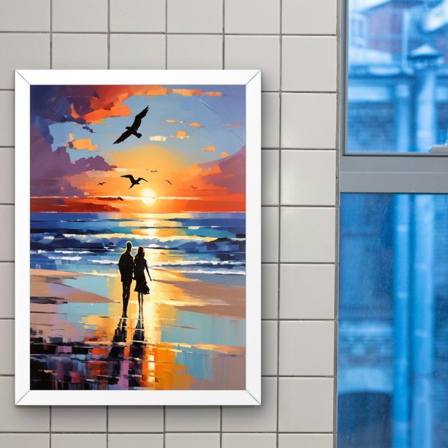 Sonnenuntergang Expressionist Romantische Strandla Poster (Von Creator hochgeladen)