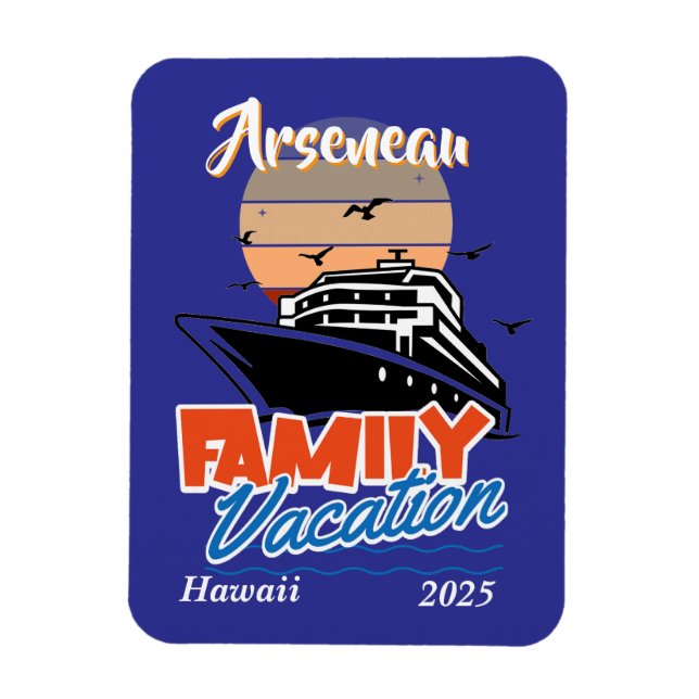 Sonnenuntergang Familienurlaub Blue Personalize Magnet (Vertikal)