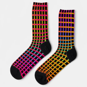 Sonnenuntergang Farben Gitter Linien auf Crazy Soc Socken