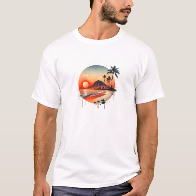 Sonnenuntergang Farbenfrohe Schnürsenkel T - Shirt (Vorderseite)
