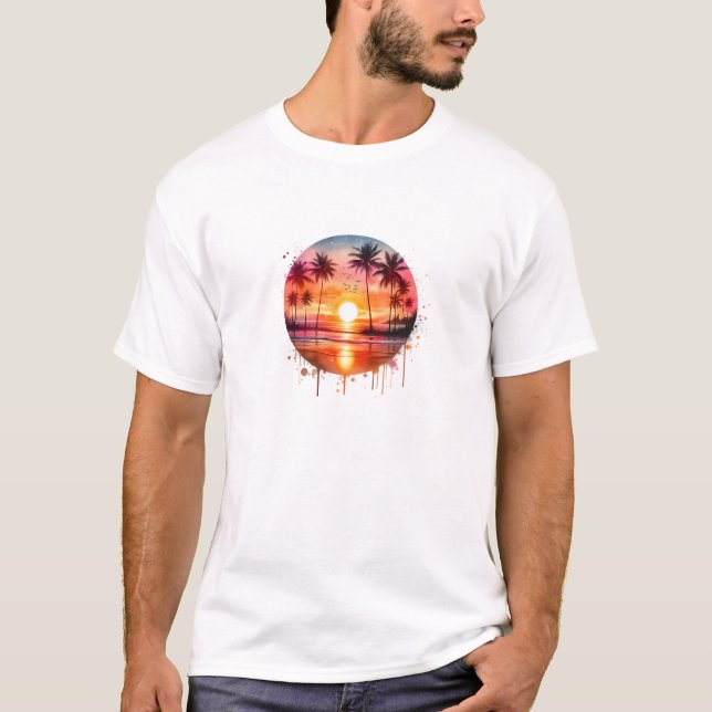 Sonnenuntergang Farbenfrohe Schnürsenkel T - Shirt (Vorderseite)