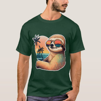 Sonnenuntergang Faultier Vintage Faultier Sommer F T-Shirt