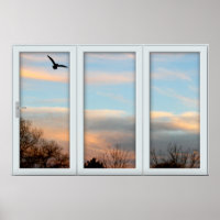 Sonnenuntergang Flying Bird White 3 Pane Illusion