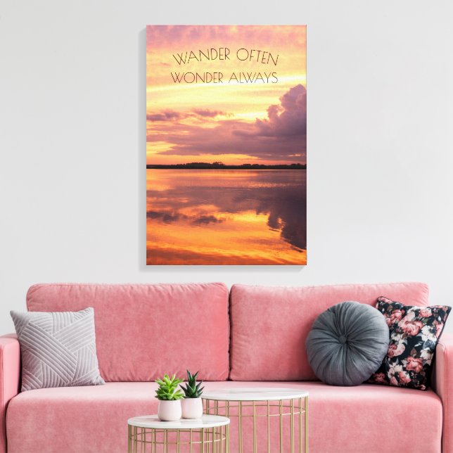 Sonnenuntergang Foto Dekoration über Wasser mit Zi Leinwanddruck (Insitu (Wohnzimmer))