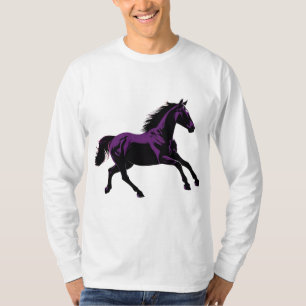 Sonnenuntergang Galopp Pferd + Naturdekor T-Shirt
