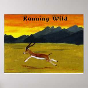 Sonnenuntergang-Gazelle, die wildes Tier-Plakat Poster