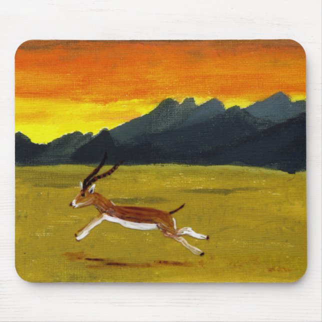 Sonnenuntergang-Gazellentierkunst Mousepad (Vorne)