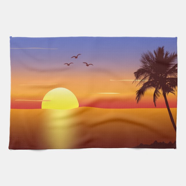 Sonnenuntergang-Geschirrtuch Geschirrtuch (Horizontal)