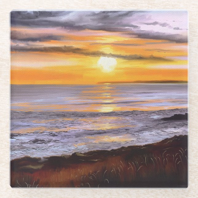 Sonnenuntergang Glasuntersetzer (Vorderseite)
