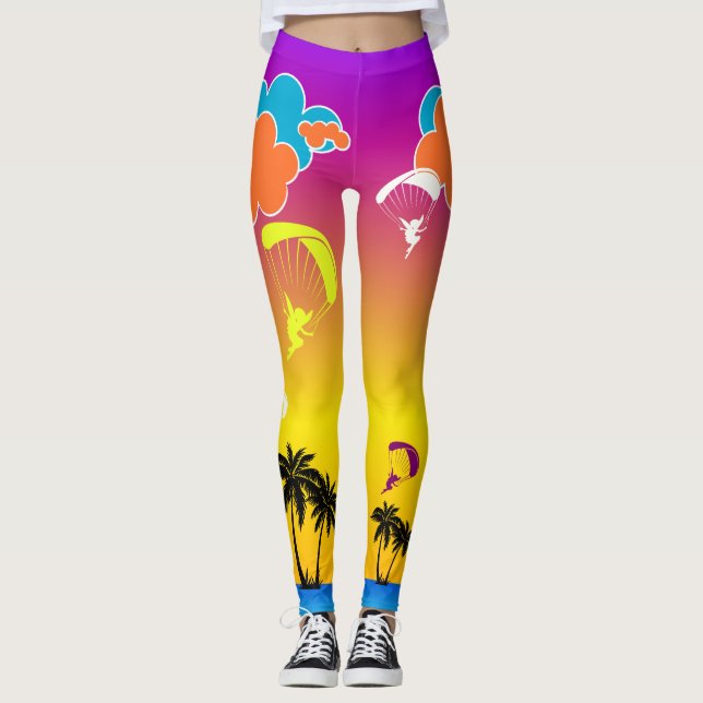 Sonnenuntergang-Gleitschirmfliegen-Elf-Leggings Leggings (Vorderseite)