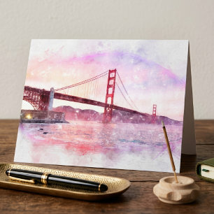 Sonnenuntergang Golden Gate Bridge Pastell in San  Dankeskarte