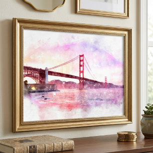 Sonnenuntergang Golden Gate Bridge Pastell in San Fotodruck