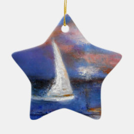 Sonnenuntergang-Hafen-Segel-Meerblick-Malerei Keramik Ornament