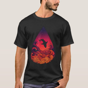 Sonnenuntergang Hai Silhouette Ozean Träne Lebendi T-Shirt