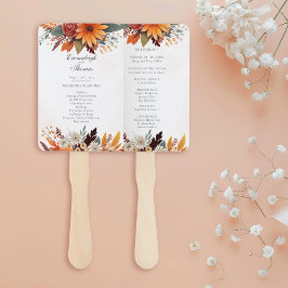 Sonnenuntergang Herbstfloralfarben Hochzeitsprogra Fächer