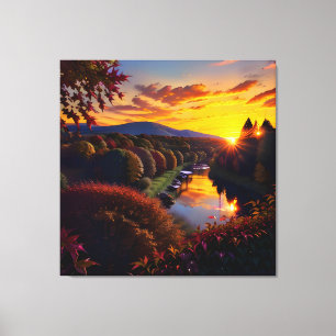 Sonnenuntergang Herbstübergang Aussicht Landschaft Leinwanddruck