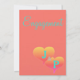 Sonnenuntergang Herz Coral Türkis Monogram Verlobu Einladung
