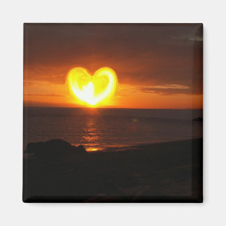 Sonnenuntergang Herz Magnet