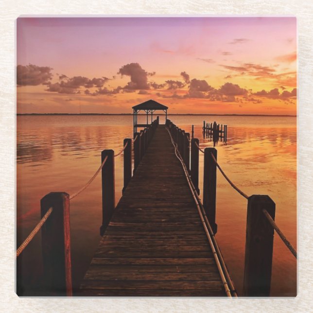 Sonnenuntergang-Himmel Glasuntersetzer (Vorderseite)