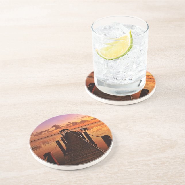 Sonnenuntergang-Himmel Sandstein Untersetzer (Seite)