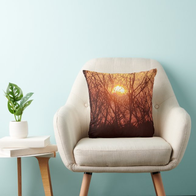 Sonnenuntergang hinter den Bäumen Kissen (Stuhl )
