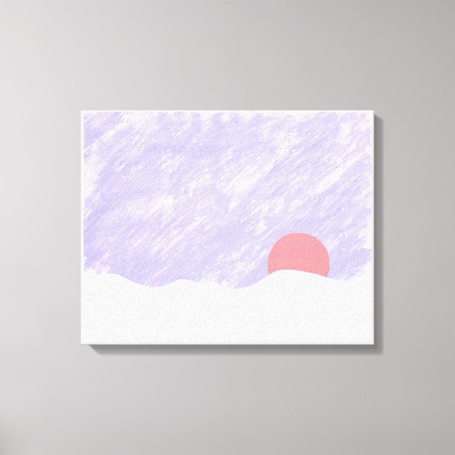 Sonnenuntergang hinter einem schneebedeckten Berg Leinwanddruck (Vorderseite)