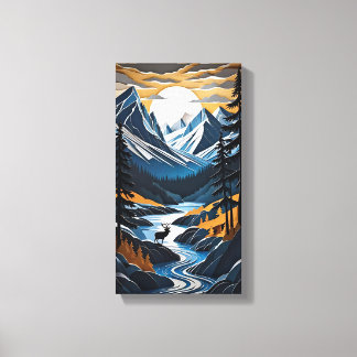 Sonnenuntergang Hirsche Leinwand Kunst, Dichtung u