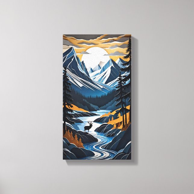 Sonnenuntergang Hirsche Leinwand Kunst, Dichtung u (Vorderseite)