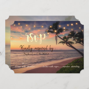 Sonnenuntergang, Hochzeit, Palmen, Lichter UAWG Einladung