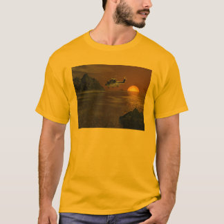 Sonnenuntergang-Hubschrauber-T - Shirt
