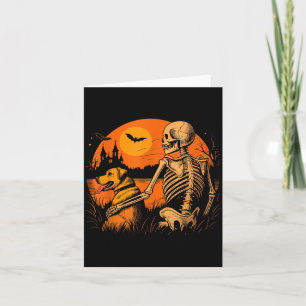 Sonnenuntergang Hund Skelett Halloween Gruselige H Karte