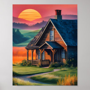 Sonnenuntergang Hütte Poster